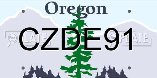 CZDE91 Oregon License Plate