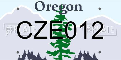 CZE012 Oregon License Plate