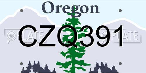 CZQ391 Oregon License Plate