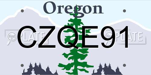 CZQE91 Oregon License Plate