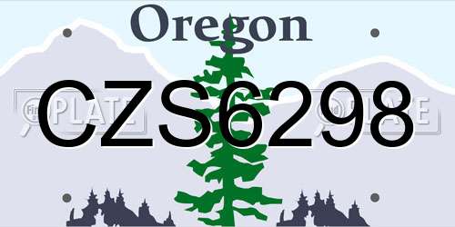 CZS6298 Oregon License Plate