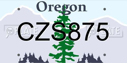 CZS875 Oregon License Plate