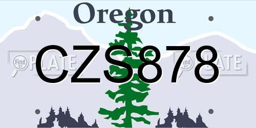 CZS878 Oregon License Plate