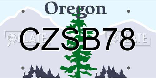 CZSB78 Oregon License Plate