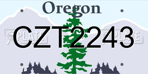 CZT2243 Oregon License Plate