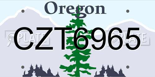 CZT6965 Oregon License Plate
