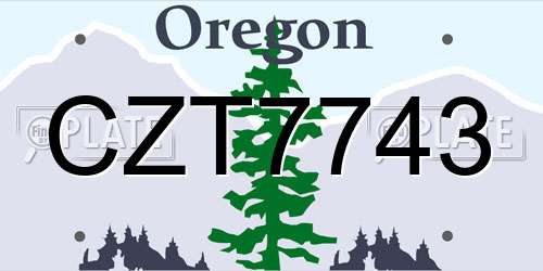 CZT7743 Oregon License Plate