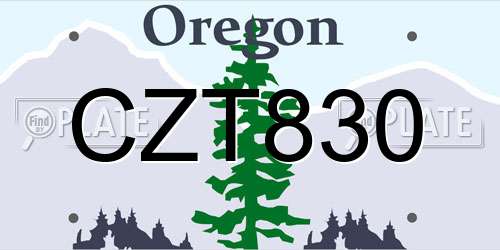 CZT830 Oregon License Plate