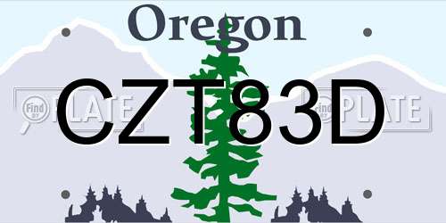 CZT83D Oregon License Plate