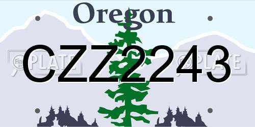 CZZ2243 Oregon License Plate
