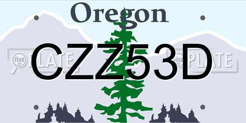 CZZ53D Oregon License Plate