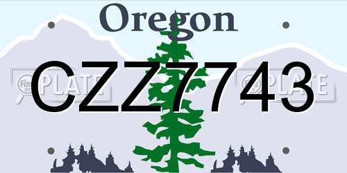 CZZ7743 Oregon License Plate
