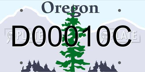 D00010C Oregon License Plate