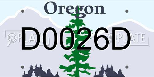 D0026D Oregon License Plate