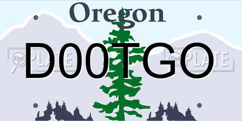 D00TGO Oregon License Plate