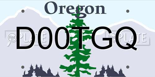 D00TGQ Oregon License Plate