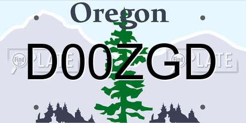 D00ZGD Oregon License Plate