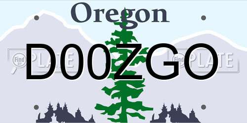 D00ZGO Oregon License Plate