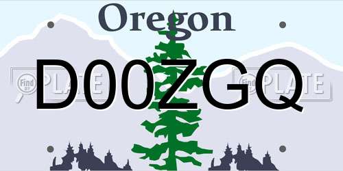 D00ZGQ Oregon License Plate
