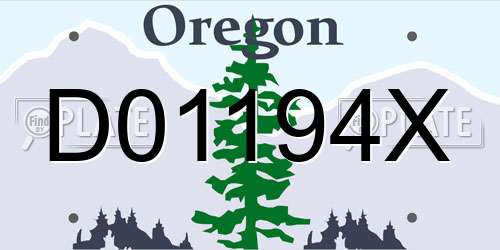 D01194X Oregon License Plate