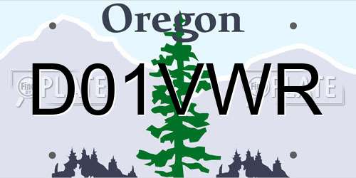 D01VWR Oregon License Plate