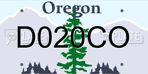 D020CO Oregon License Plate