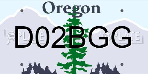 D02BGG Oregon License Plate