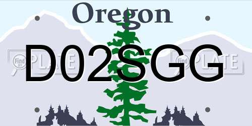 D02SGG Oregon License Plate