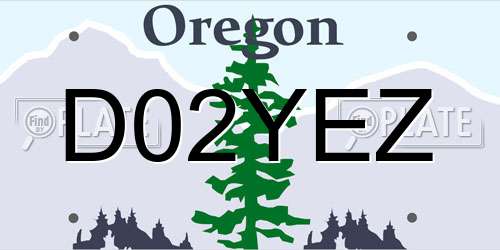 D02YEZ Oregon License Plate