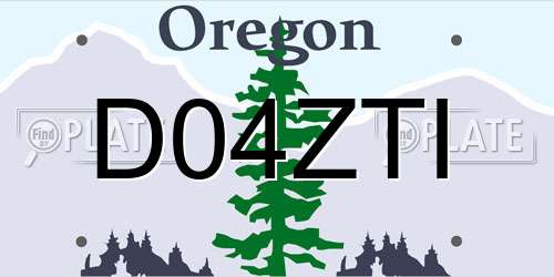 D04ZTI Oregon License Plate