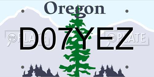D07YEZ Oregon License Plate