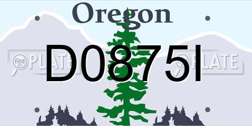 D0875I Oregon License Plate