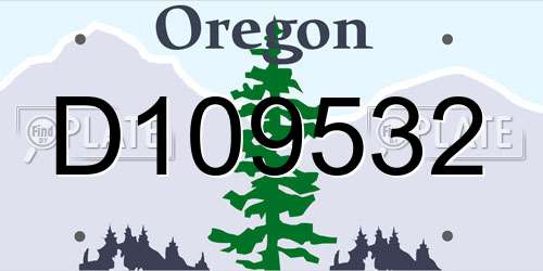 D109532 Oregon License Plate