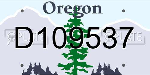 D109537 Oregon License Plate