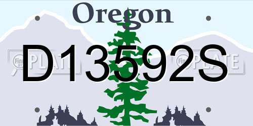 D13592S Oregon License Plate