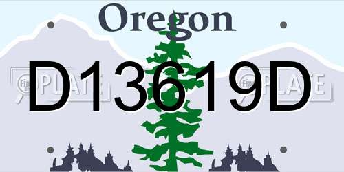 D13619D Oregon License Plate