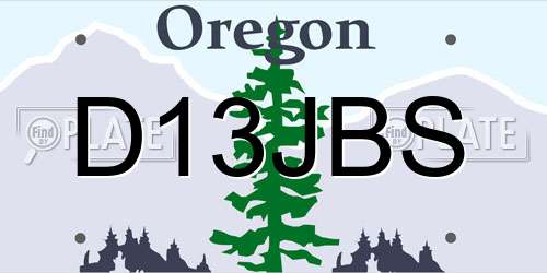 D13JBS Oregon License Plate