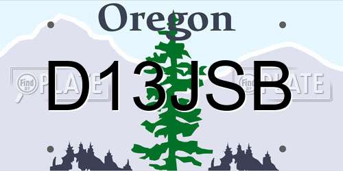 D13JSB Oregon License Plate