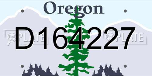 D164227 Oregon License Plate