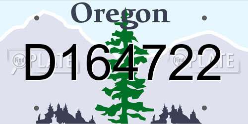 D164722 Oregon License Plate