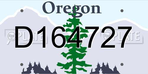 D164727 Oregon License Plate