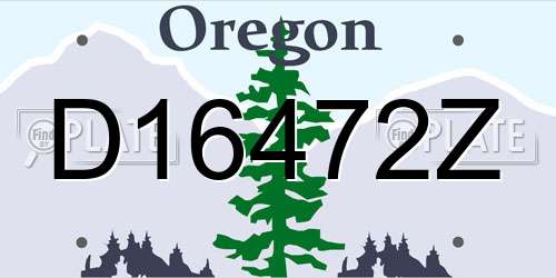 D16472Z Oregon License Plate