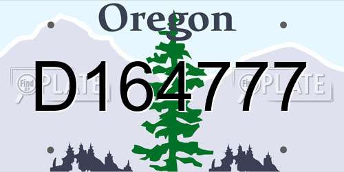 D164777 Oregon License Plate