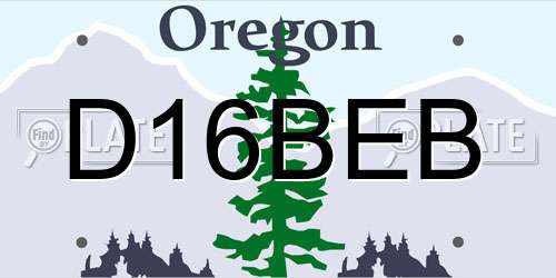 D16BEB Oregon License Plate