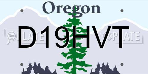 D19HVT Oregon License Plate