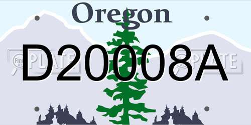D20008A Oregon License Plate