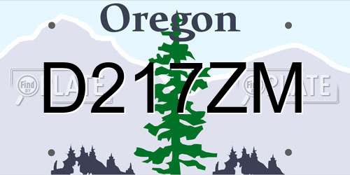 D217ZM Oregon License Plate
