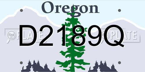 D2189Q Oregon License Plate
