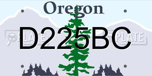 D225BC Oregon License Plate