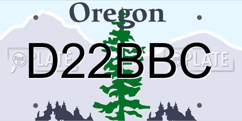 D22BBC Oregon License Plate